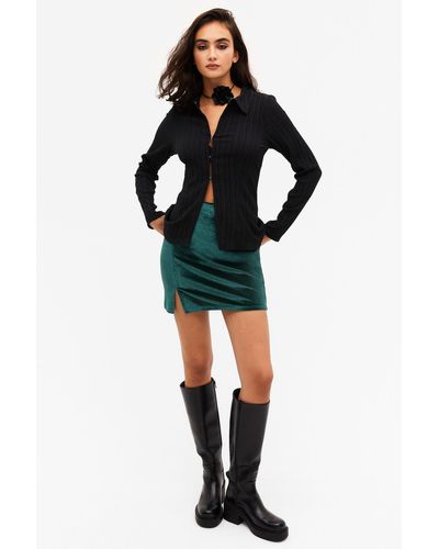Monki Velvet Mini Skirt - Black