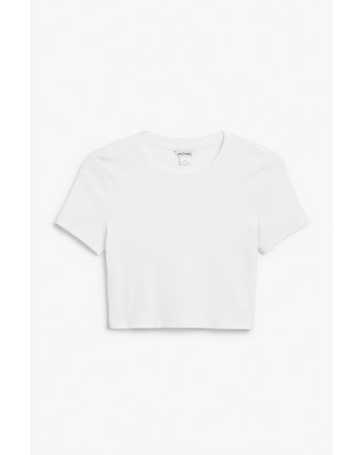 Monki collared cropped shirt in white