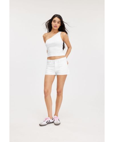 Monki Short Mini Twill Shorts - White