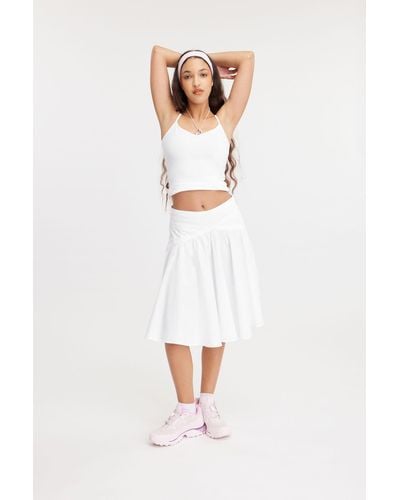 Monki Knee-length A-line Poplin Skirt - White