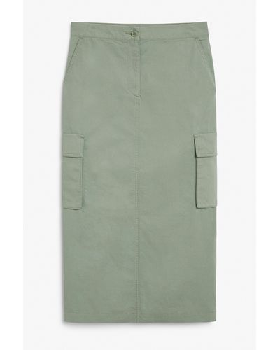 Monki Khaki Green Cargo Maxi Skirt