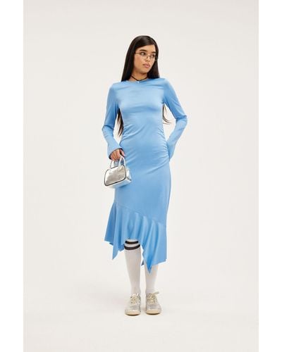 Monki Long Sleeved Asymmetric Dress - Blue