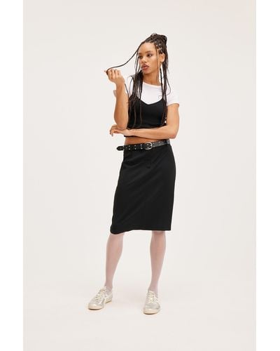 Monki Regular Fit Midi Pencil Skirt - Black