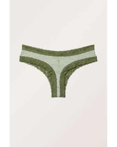 Monki Low Waist Lace Briefs - Green
