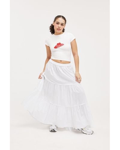Monki Tiered Maxi Skirt - White