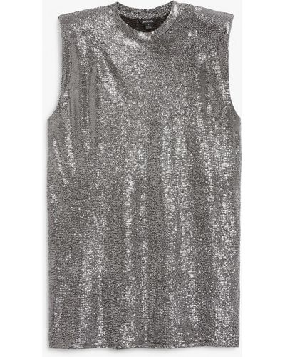 Monki Sleeveless Mini Dress - Metallic