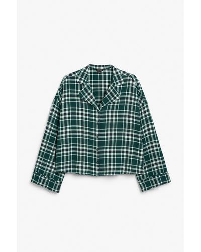 Monki Green Chequered Flannel Pyjama Top