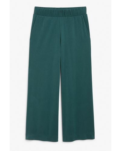 Monki Wide Leg Super-soft Trousers Dark Green