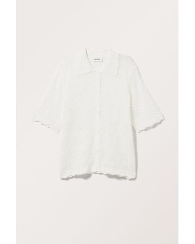 Monki Crochet Short Sleeve Shirt - Natural