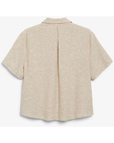 Monki Kurzärmeliges hemd aus leinenmischung grau - Natur