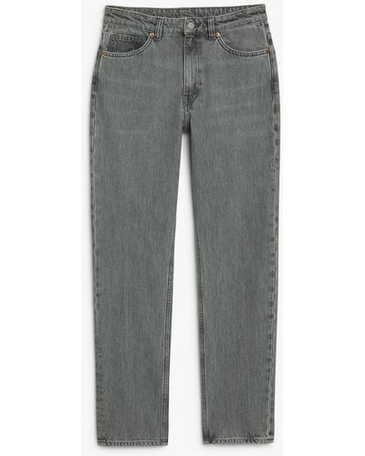 Monki Yara Mid Waist Straight Jeans - Grey