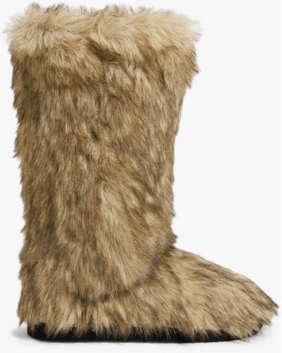Monki Faux Fur Boots - Brown
