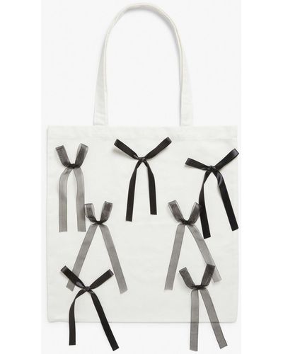 Monki Tote Bag With Ribbons - White