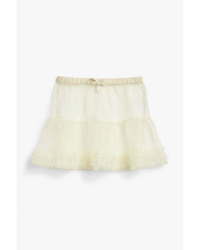 Monki Ruffled Mini Tulle Skirt - Natural