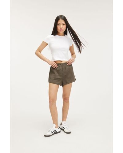 Monki Mini Pull-on Cotton Shorts - Natural