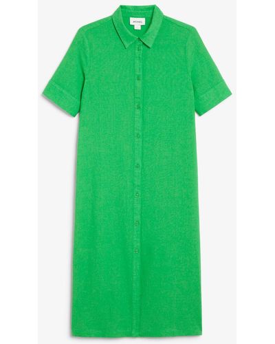 Monki Hemdkleid aus leinenmischung - Grün