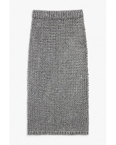 Monki Open Knit Midi Skirt - Grey