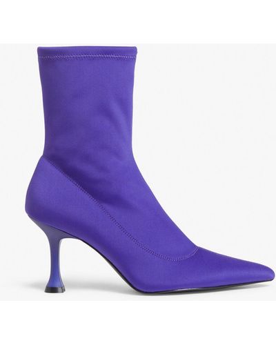 Monki Pointy Heeled Sock Boots - Purple