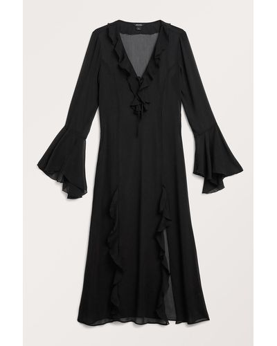 Monki Frilled Bell Sleeve Maxi Dress - Black