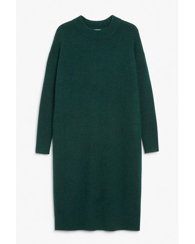 Monki Dark Green Oversized Midi Knit Dress