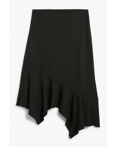 Monki Asymmetric Midi Skirt - Black