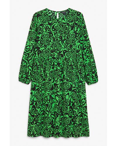 Monki Green Retro Swirls Flowy Dress