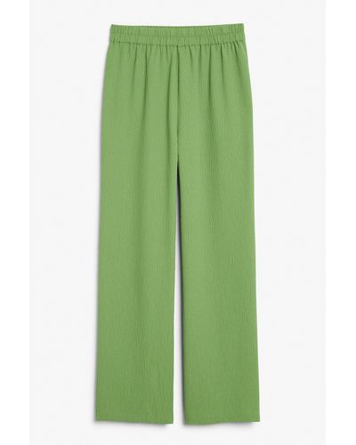 Monki High Waist Straight Leg Trousers - Green