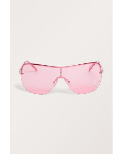 Monki Pink Frameless Sunglasses With Rhinestone Detail