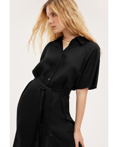 Monki Black Midi Shirt Dress
