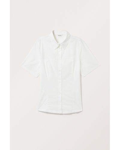 Monki Fitted Poplin Blouse - Natural