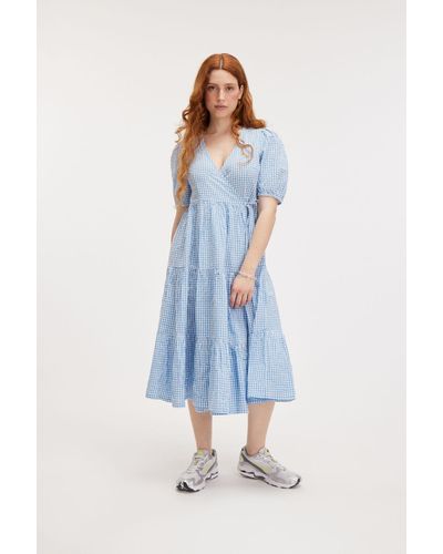 Monki Short Sleeve Maxi Wrap Dress - Blue