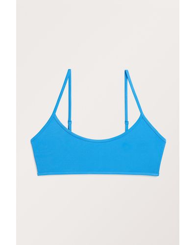 Monki Light Blue Coop Neck Bikini Top