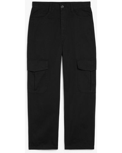 Monki Cargo Trousers Cotton Black