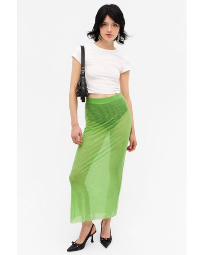 Monki Tight Sporty Maxi Skirt - Green