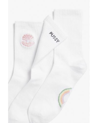 Monki 3-pack Cotton Socks - White
