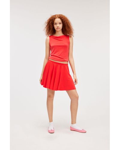 Monki Short Pique Skirt - Red