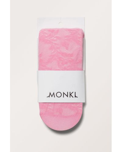 Monki Lace Tights - Pink