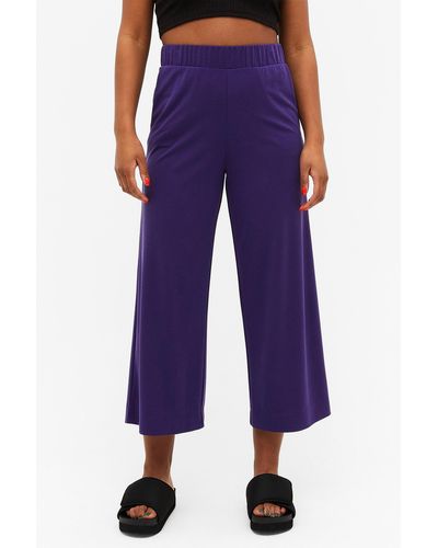 Monki Wide Leg Super-soft Trousers - Purple