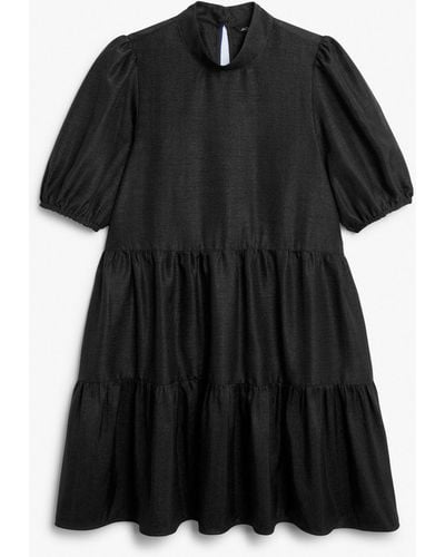 Monki Black Shiny Babydoll Dress