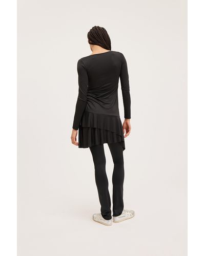 Monki Long Sleeved Asymmetric Frill Dress - Black
