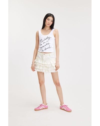 Monki Rib Fitted Tank Top - White