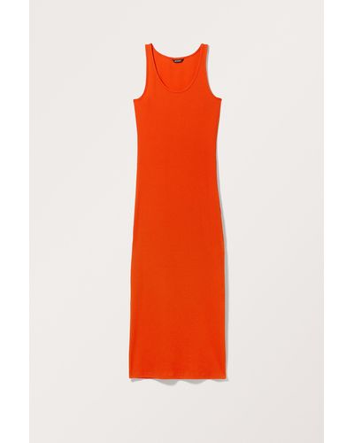 Monki Ribbed Sleeveless Bodycon Dress - Orange