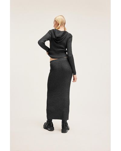 Monki Rib Knit Maxi Skirt - Black