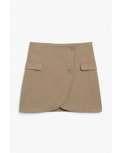 Monki Mini Button-up Wrap Skirt - Natural