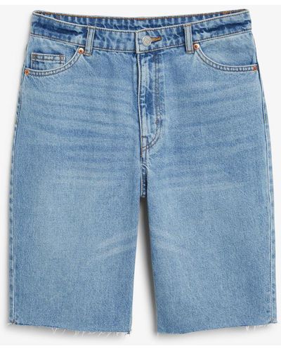 Monki Denim-shorts mit hoher taille blau