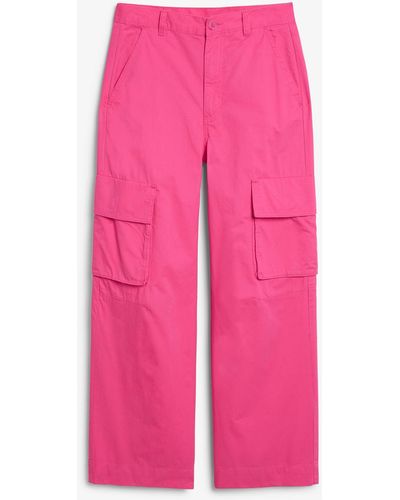 Monki Lockere, tief sitzende cargo-hose aus baumwolle rosa - Pink