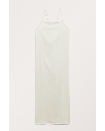 Monki Square Neck Midi Slip Dress - White