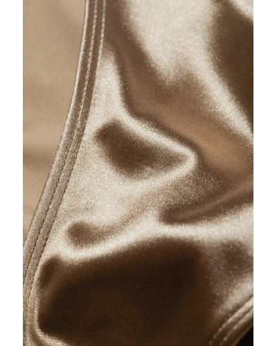 Monki Metallic Strappy Bikini Bottoms - Brown