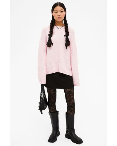 Monki Chunky Knit Oversized Jumper - Pink