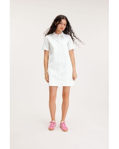 Monki Short Sleeve Shirt Dress - White